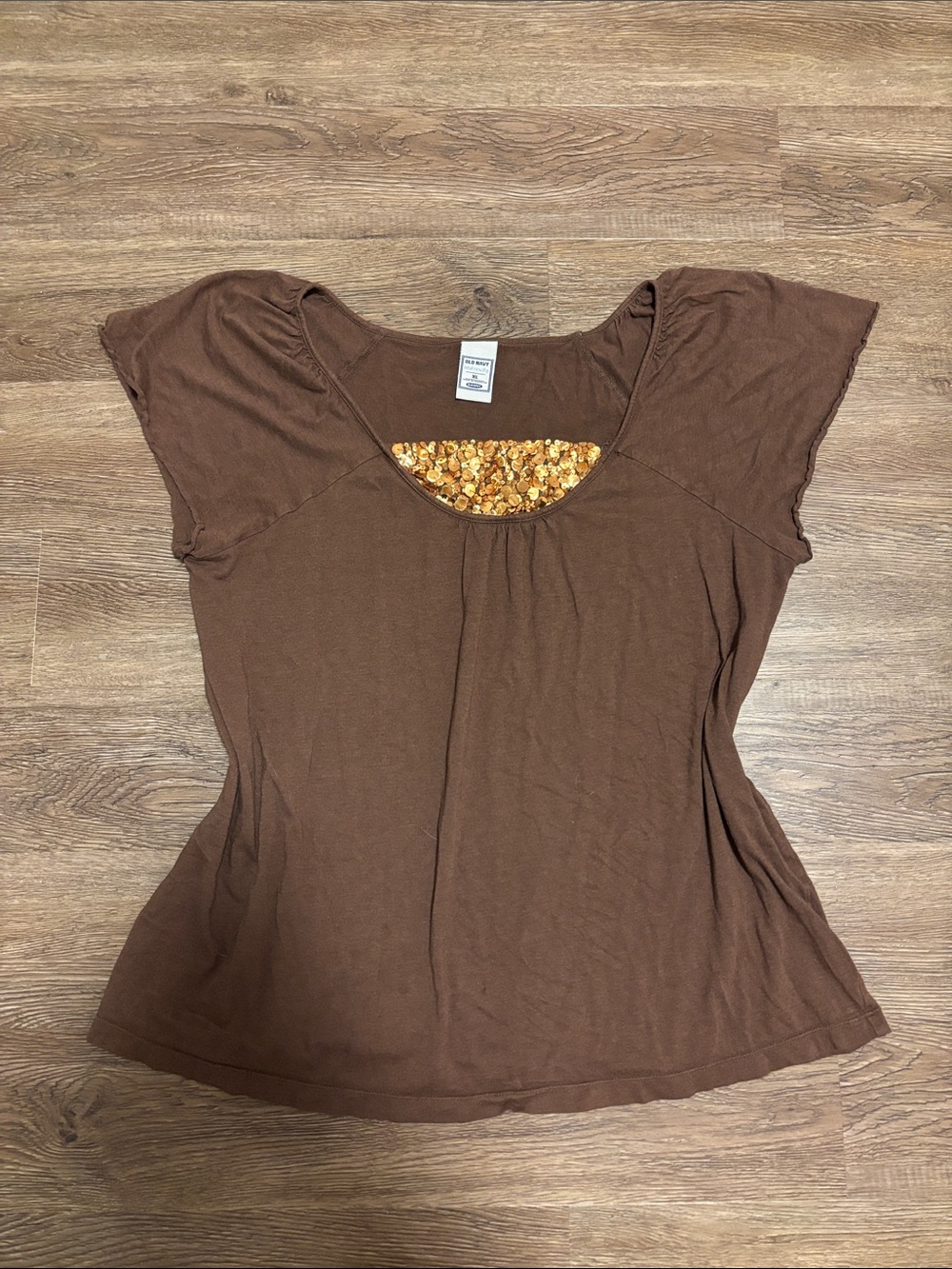 brown sequin old navy shirt